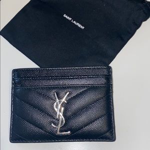 YSL black and sliver card holder
